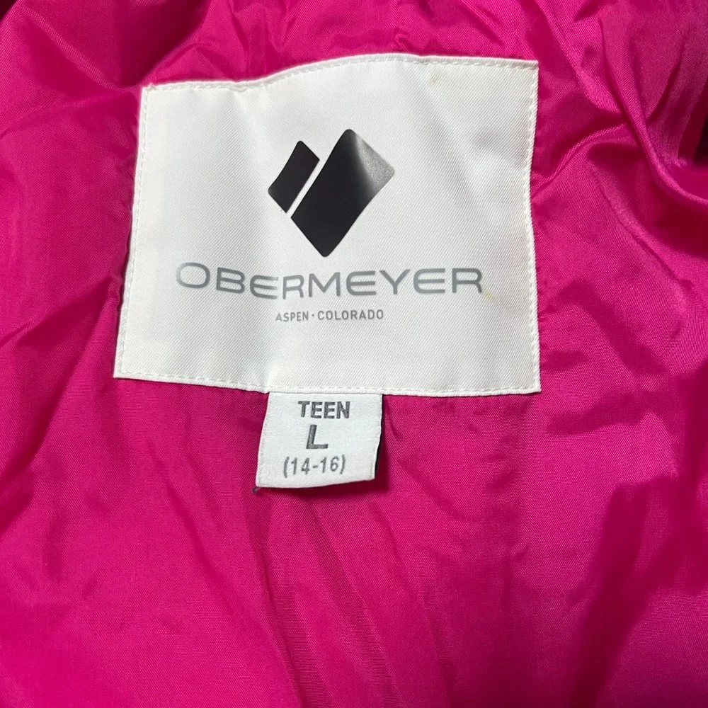 Obermeyer Teen Girls L 14-16 Ski Jacket Floral Multi Color Insulated Hooded Pink